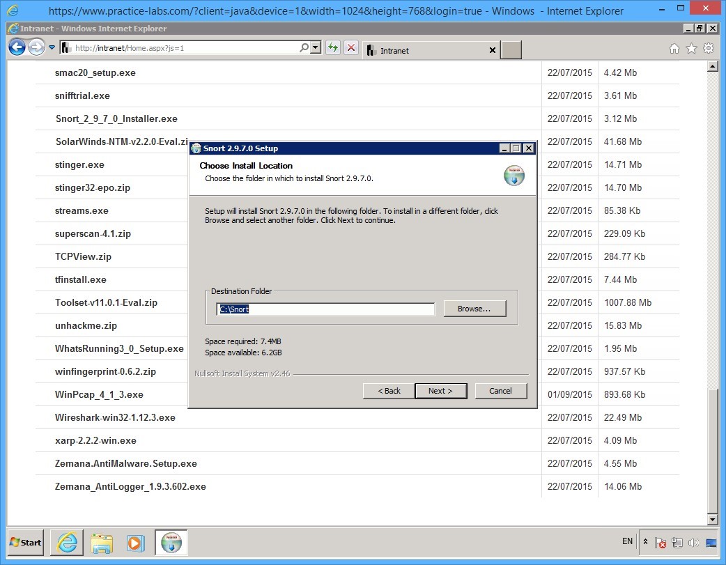 Practice Labs screenshot.
